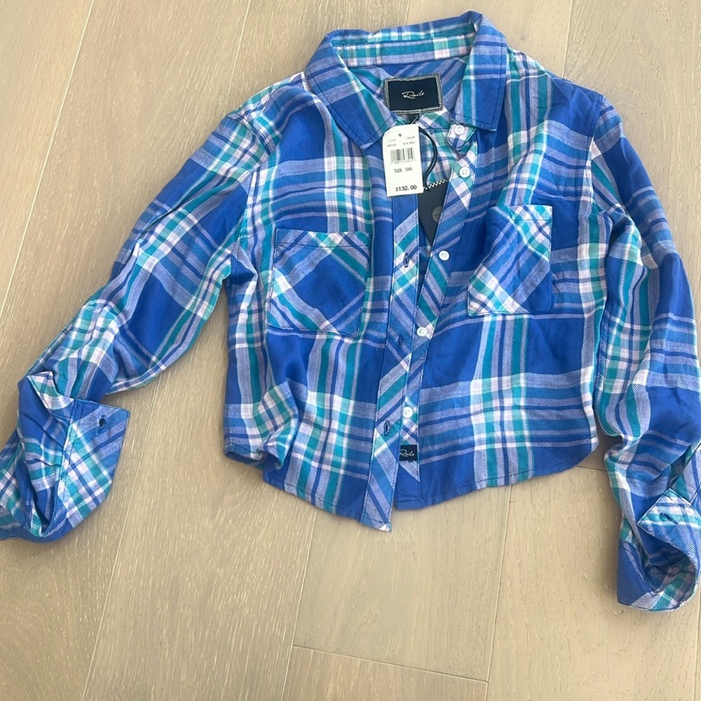 Rails cropped flannel button down shirt